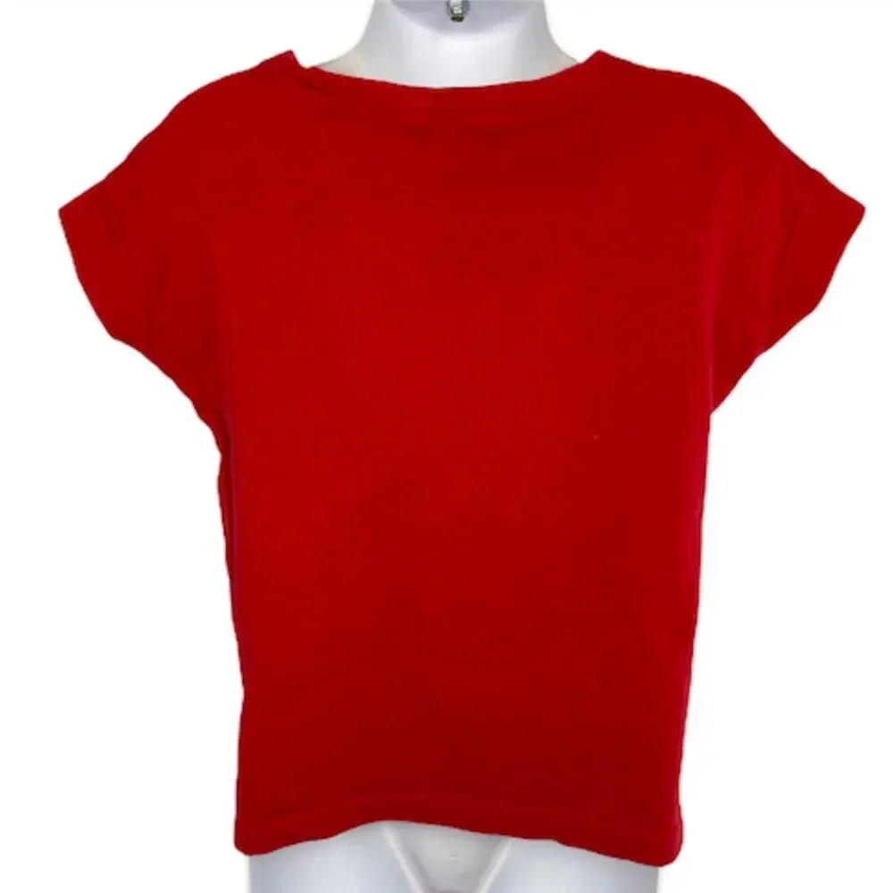 GAP Flip Sequin Heart T-Shirt Red & Blue Size XS